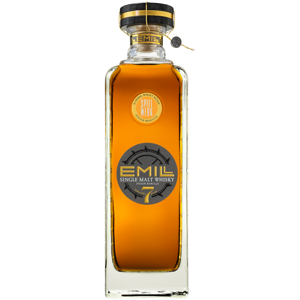 Scheibel Spielwerk Whisky EMILL 7 Jahre, Finish Marille, nummeriert 51,7 % Vol. Scheibel Spielwerk Whisky EMILL 7 Jahre, Finish Marille, nummeriert 51,7 % Vol.