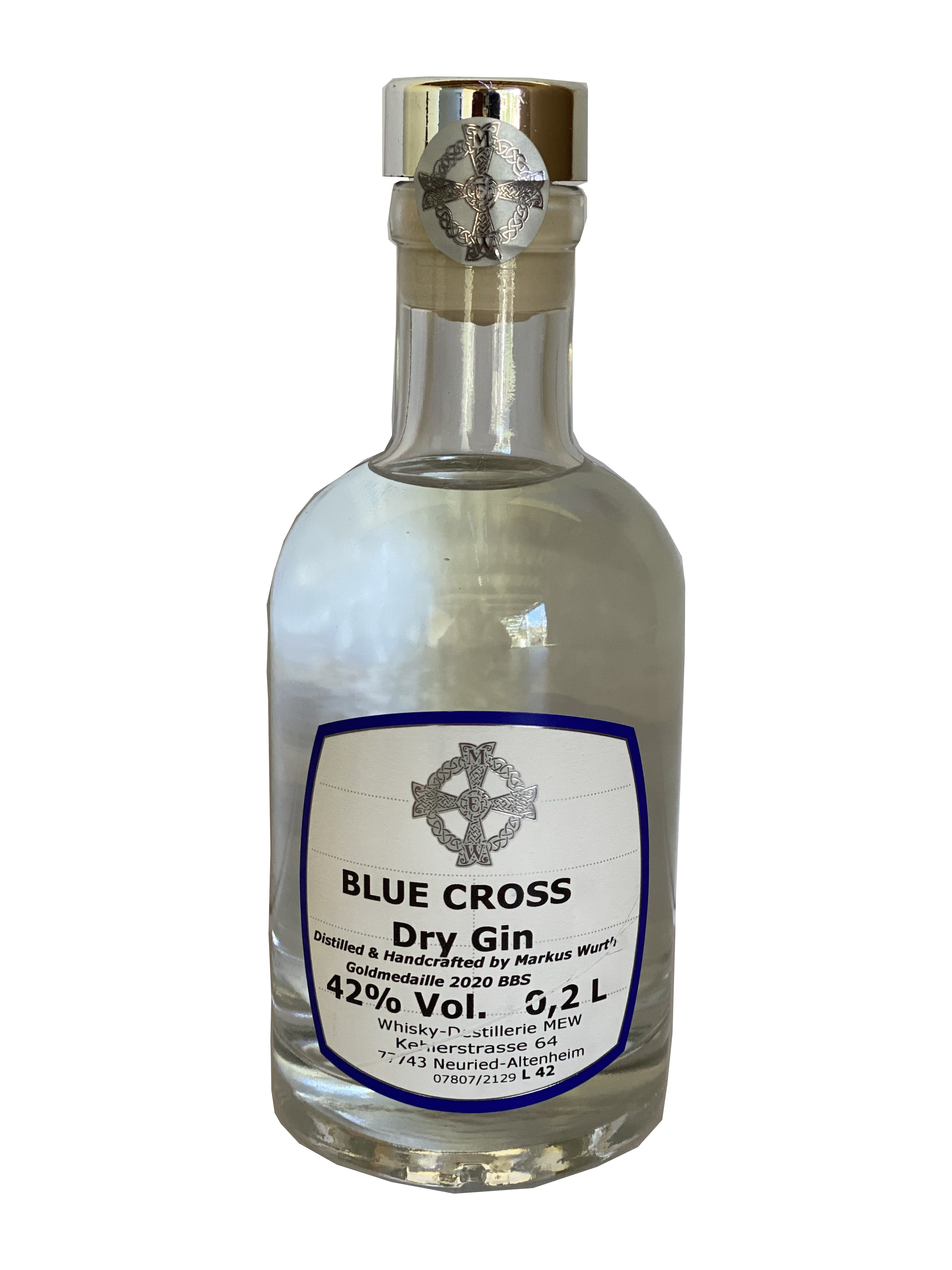 Wurth Dry Gin Blue Cross Old School, 44%vol,