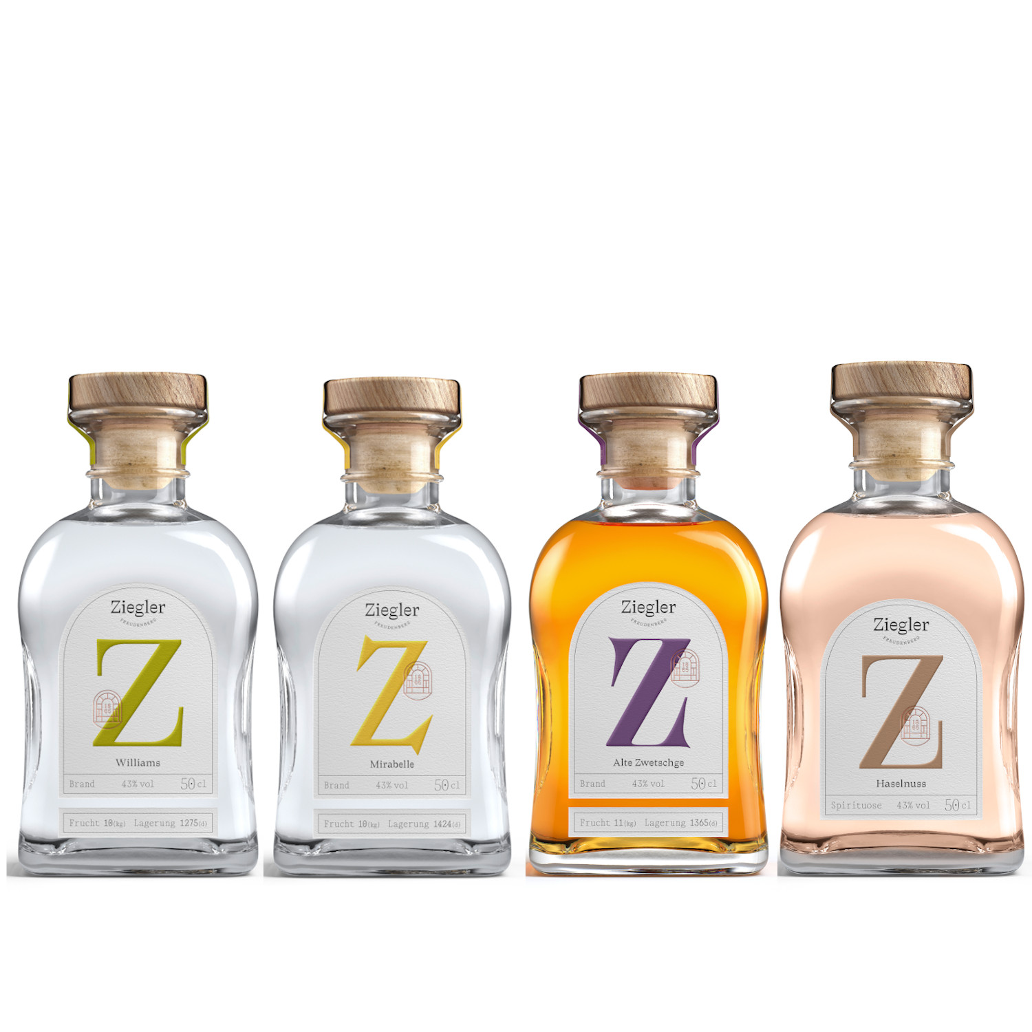 Ziegler Sparset1 Gastro Bar 43%vol. 2,0l Williams Alte Zwetschge Mirabelle Haselnuss