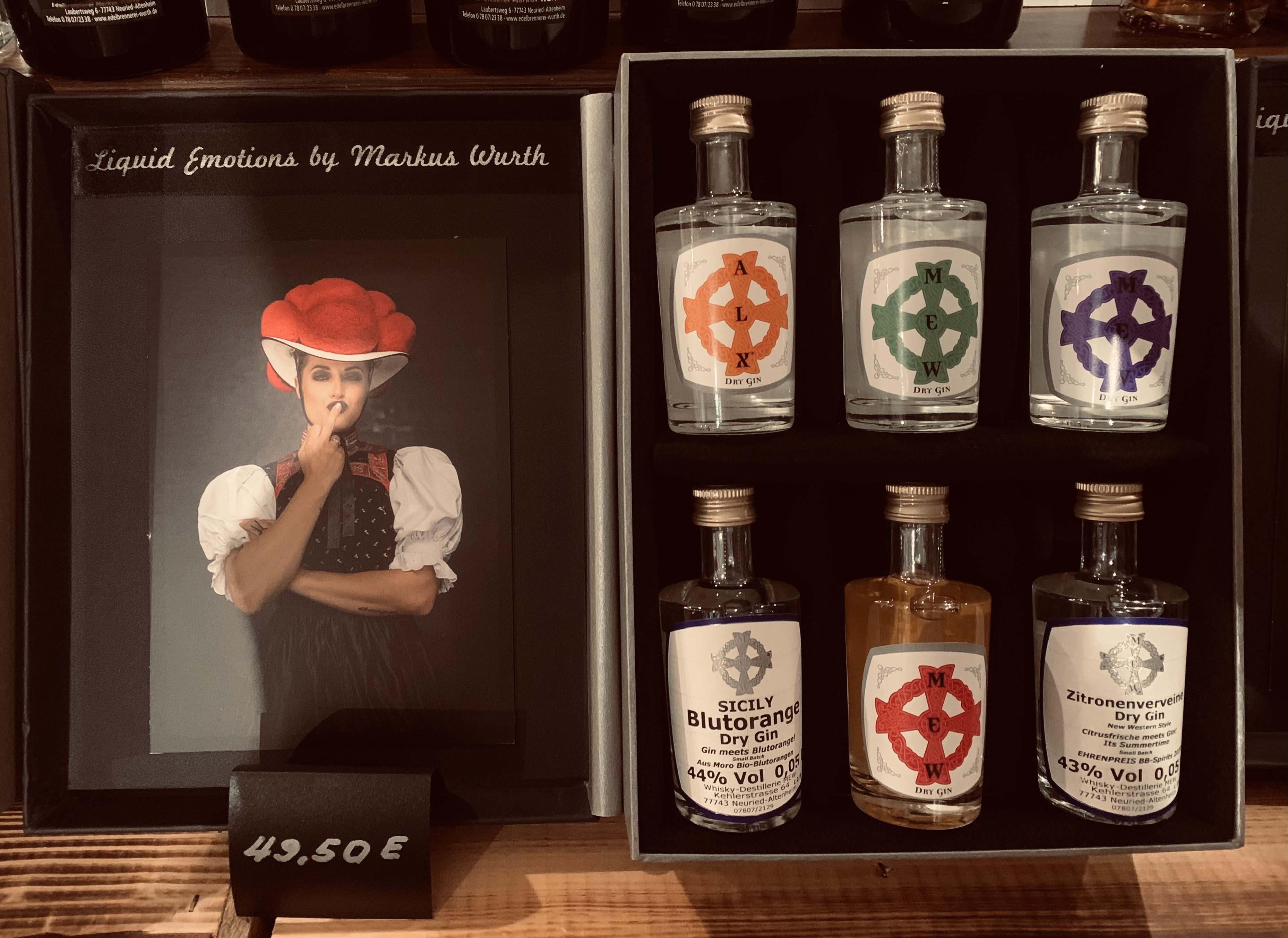 Wurth Liquid Emotions Black Forest Gin-Set 6x 0,05l, 30-44%vol.