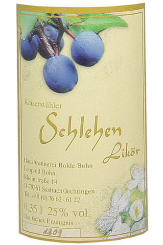 Bohn Kaiserstühler Schlehenlikör 25%vol, 0,35l