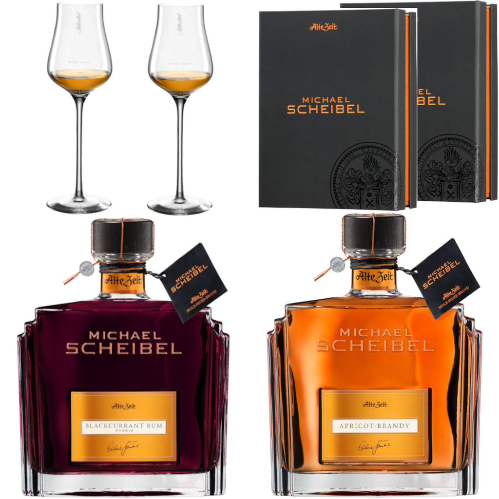 Scheibel Brandy Sparset 1 Apricot Black Currant inkl. 2 Galagläser 2 Geschenkboxen 35%vol. Scheibel Brandy Sparset 1 Apricot Black Currant inkl. 2 Galagläser 2 Geschenkboxen 35%vol.